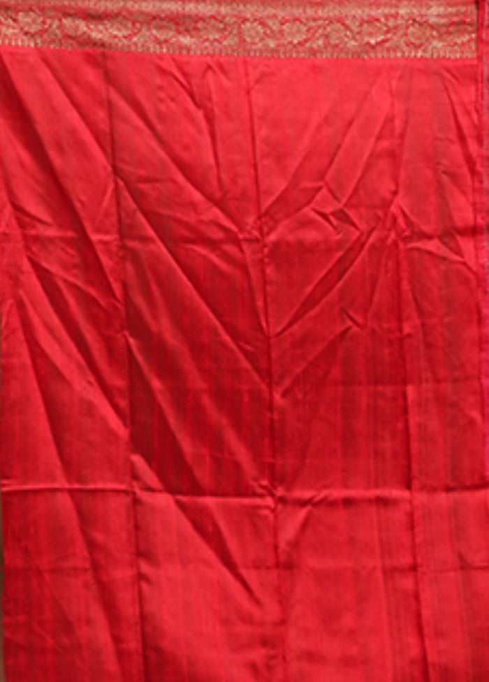 Pink Handloom Tussar Pure Silk Saree With Blouse Piece