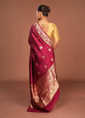 Purple Handloom Katan Pure Silk Saree With Blouse Piece
