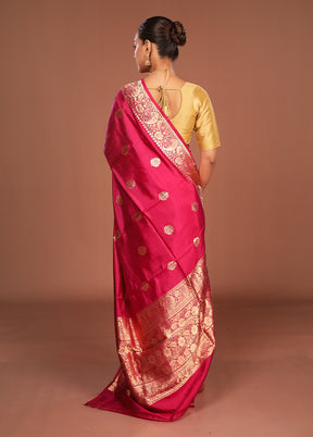 Pink Handloom Katan Pure Silk Saree With Blouse Piece