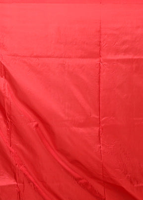 Red Handloom Katan Pure Silk Saree With Blouse Piece