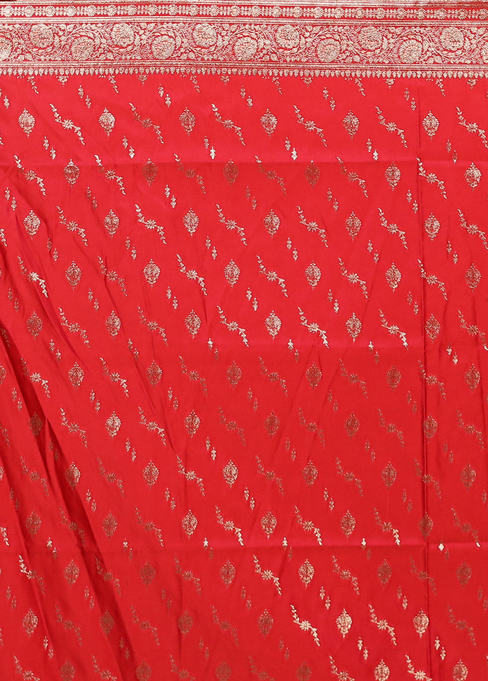 Red Banarasi Silk Saree With Blouse Piece