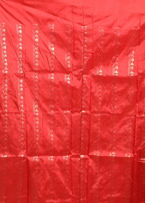 Red Handloom Katan Pure Silk Saree With Blouse Piece