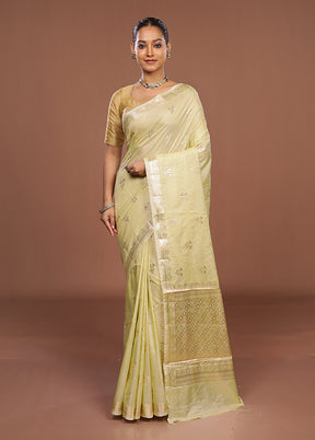 Green Dupion Silk Saree With Blouse Piece