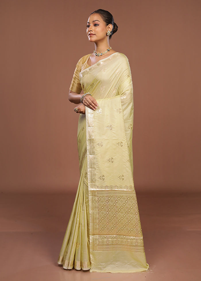 Green Dupion Silk Saree With Blouse Piece