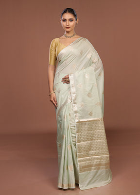 Green Dupion Silk Saree With Blouse Piece