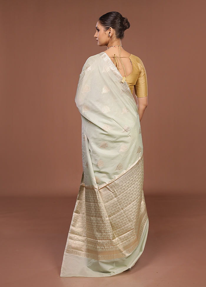 Green Dupion Silk Saree With Blouse Piece