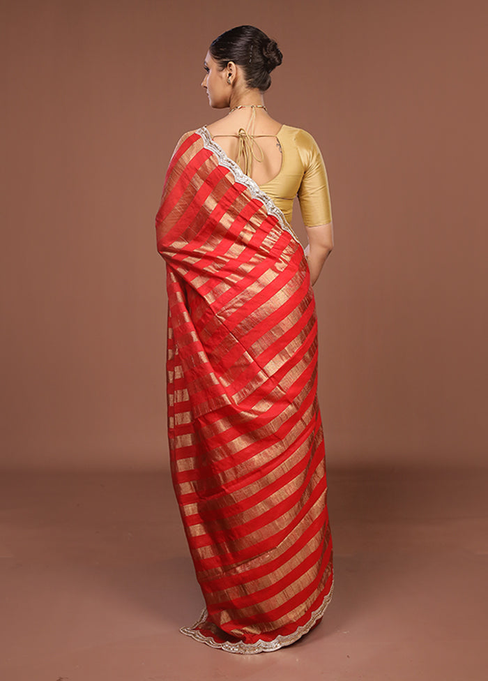 Red Organza Saree With Blouse Piece