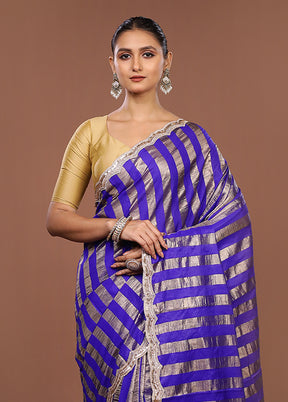 Blue Organza Saree With Blouse Piece