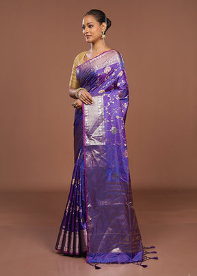 Purple Dupion Silk Saree With Blouse Piece