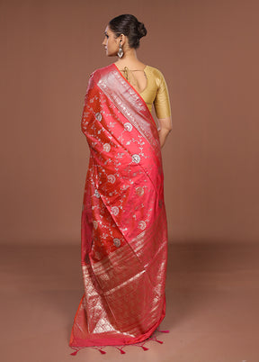 Pink Dupion Silk Saree With Blouse Piece
