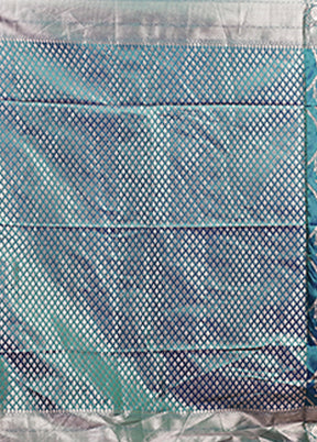 Blue Dupion Silk Saree With Blouse Piece