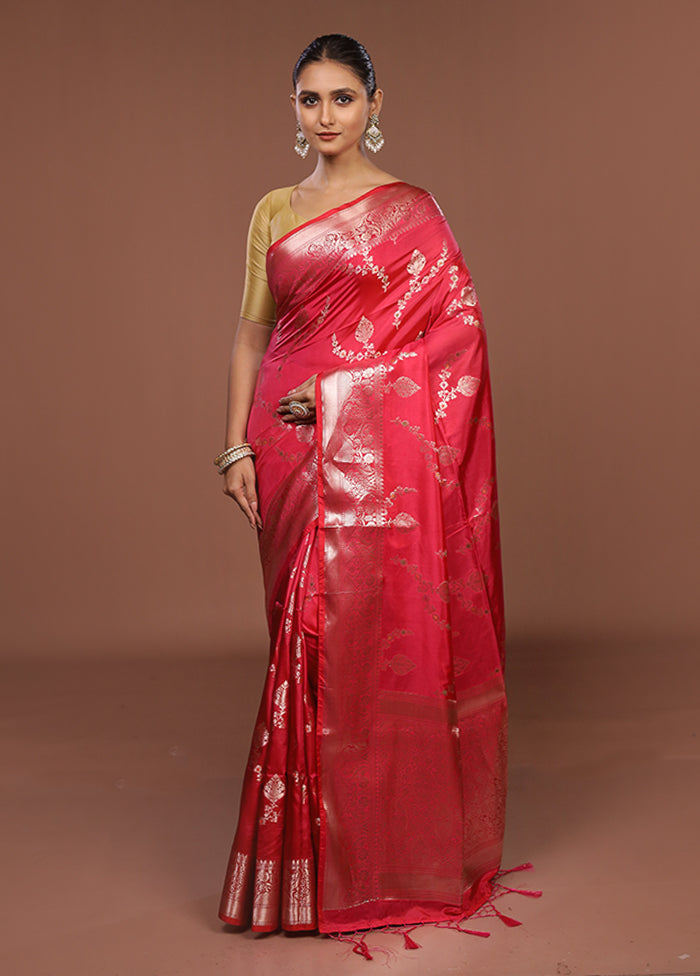 Pink Dupion Silk Saree With Blouse Piece