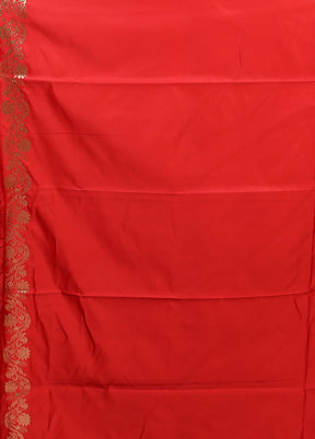 Red Banarasi Silk Saree With Blouse Piece