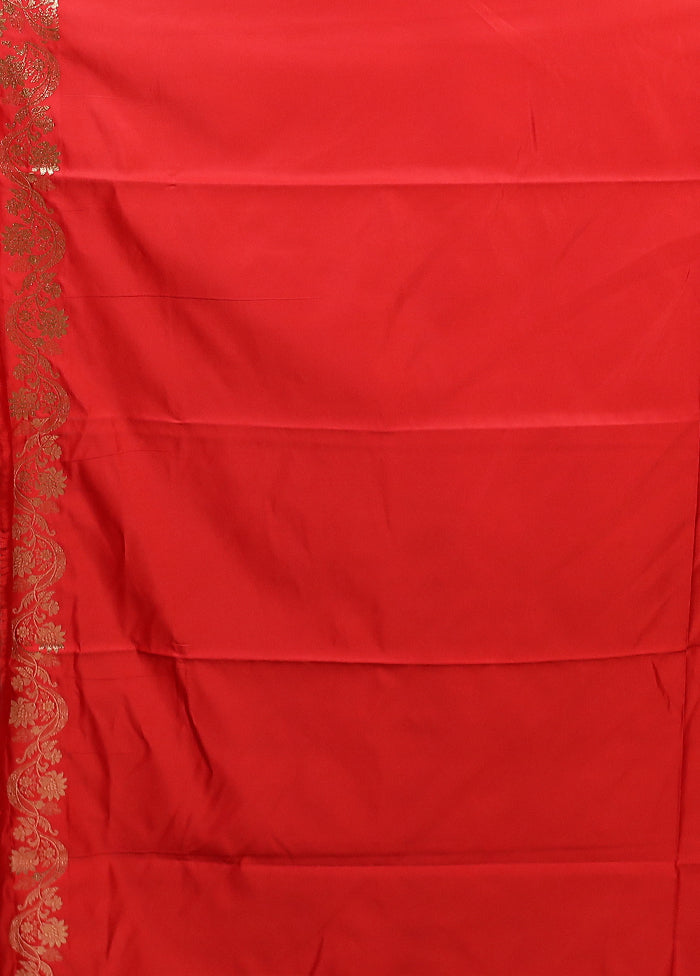 Red Banarasi Silk Saree With Blouse Piece