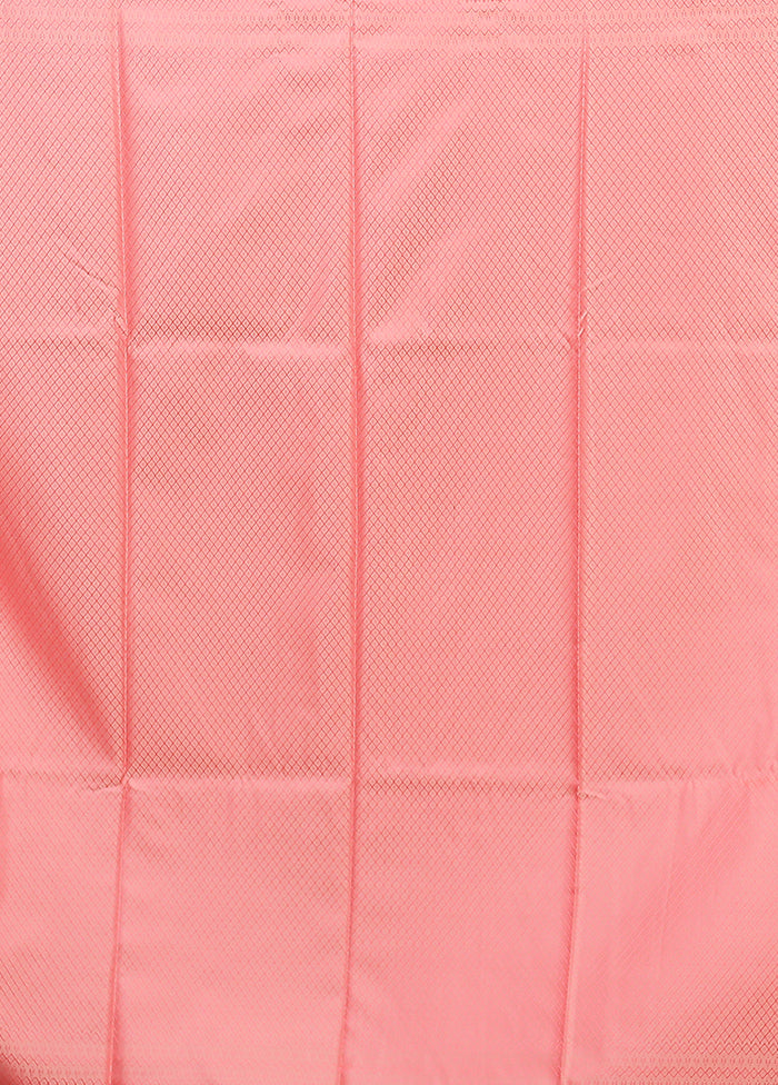 Pink Jamewar Silk Saree With Blouse Piece