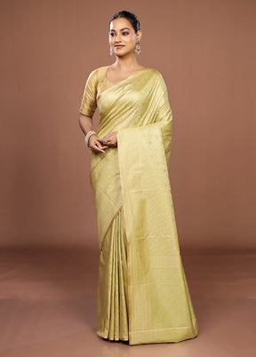 Green Jamewar Silk Saree With Blouse Piece