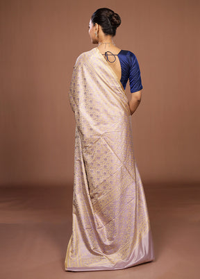 Cream Jamewar Silk Saree With Blouse Piece