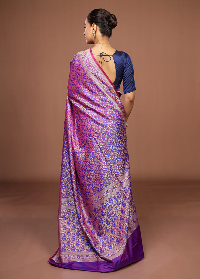 Purple Jamewar Silk Saree With Blouse Piece