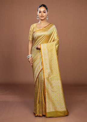 Yellow Jamewar Silk Saree With Blouse Piece