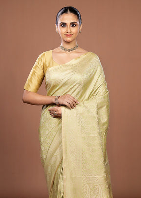 Green Jamewar Silk Saree With Blouse Piece
