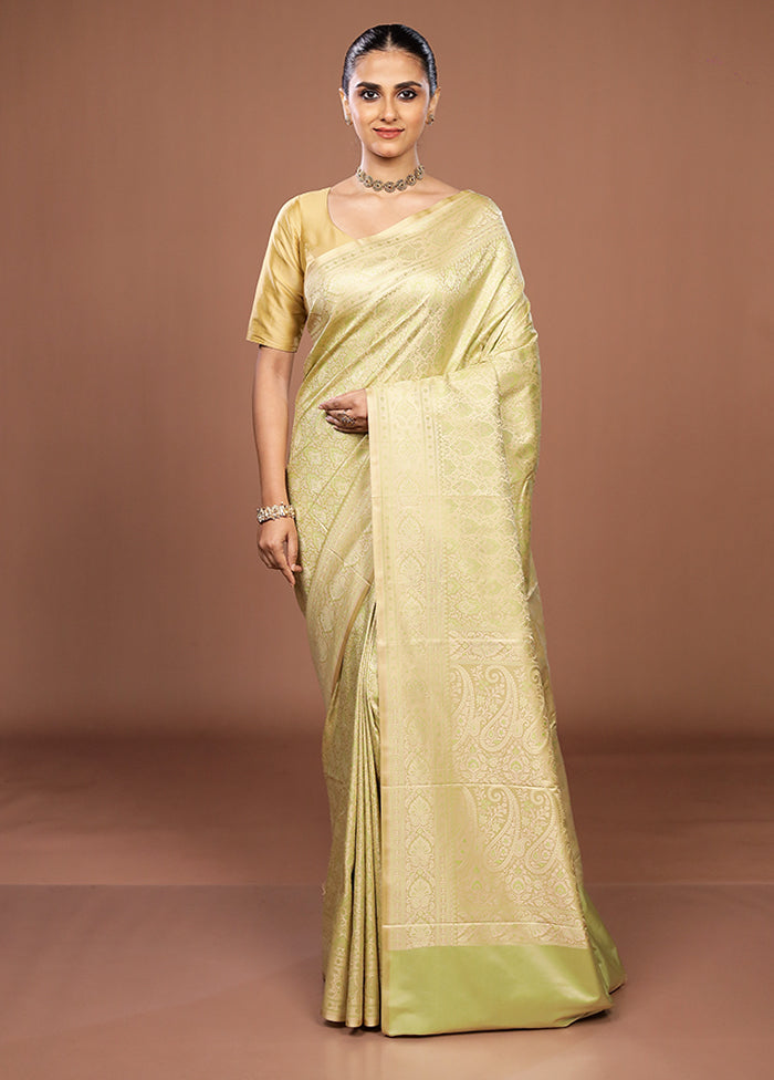Green Jamewar Silk Saree With Blouse Piece