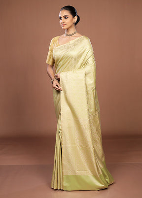 Green Jamewar Silk Saree With Blouse Piece