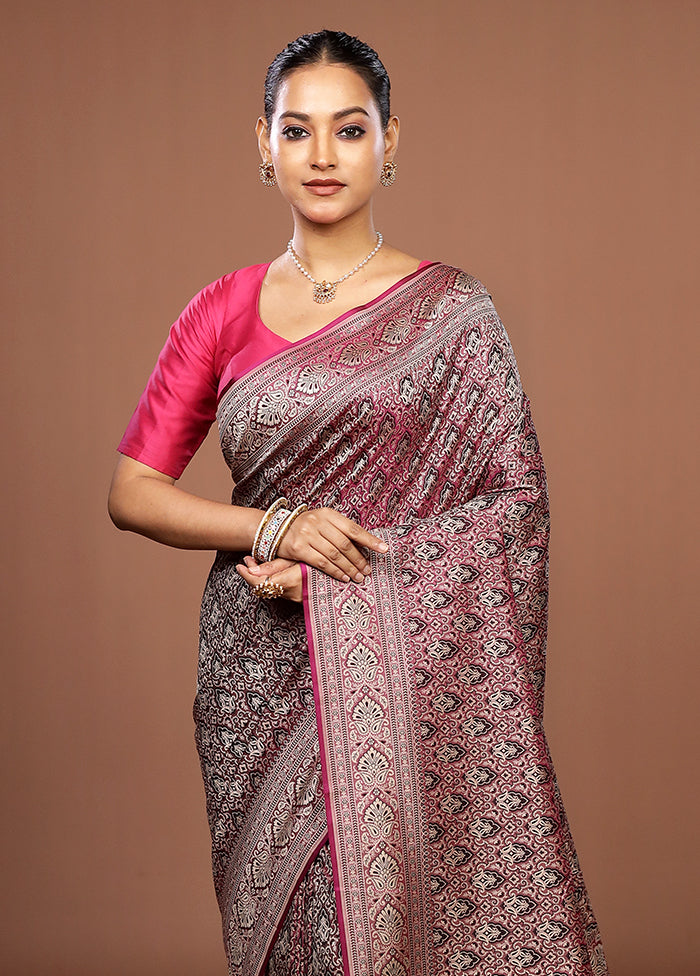 Purple Jamewar Silk Saree With Blouse Piece
