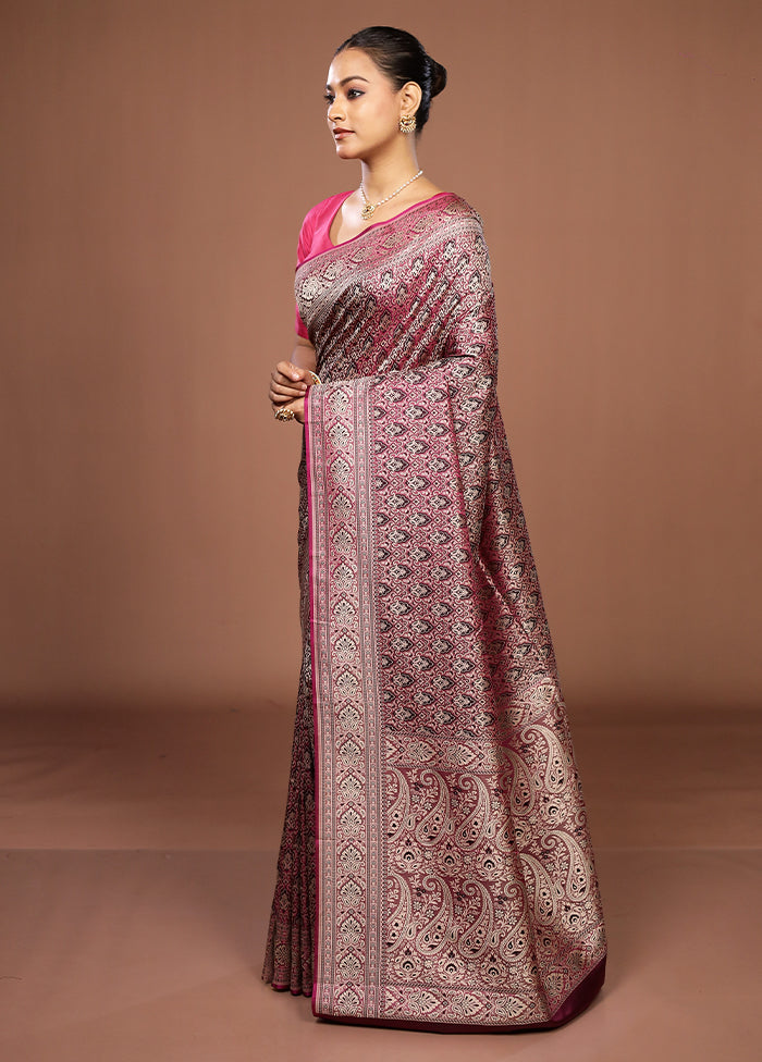 Purple Jamewar Silk Saree With Blouse Piece
