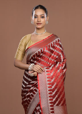 Red Katan Silk Saree With Blouse Piece