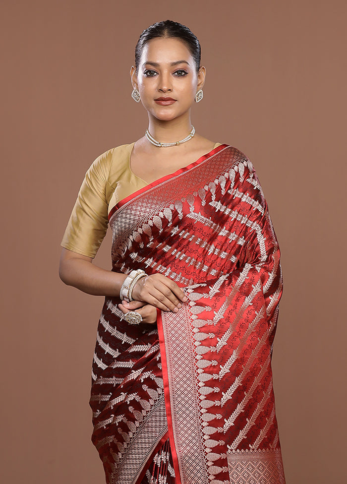 Red Katan Silk Saree With Blouse Piece