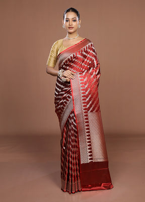 Red Katan Silk Saree With Blouse Piece