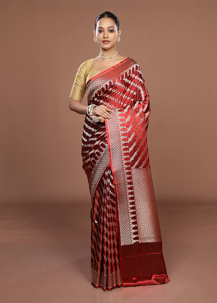 Red Katan Silk Saree With Blouse Piece