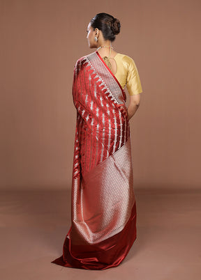 Red Katan Silk Saree With Blouse Piece