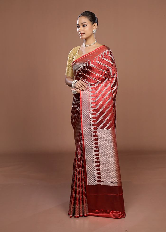Red Katan Silk Saree With Blouse Piece