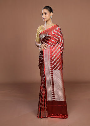 Red Katan Silk Saree With Blouse Piece