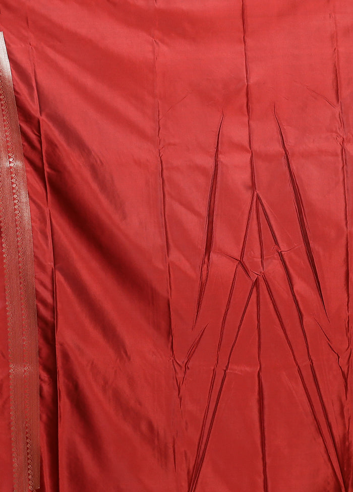 Red Katan Silk Saree With Blouse Piece