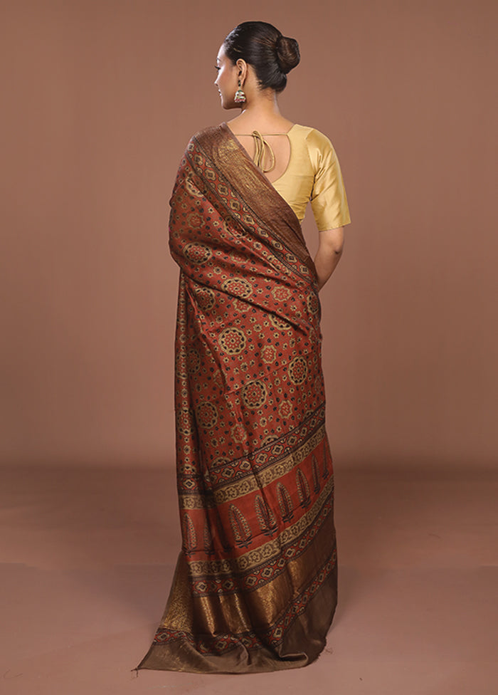 Red Chanderi Silk Saree With Blouse Piece