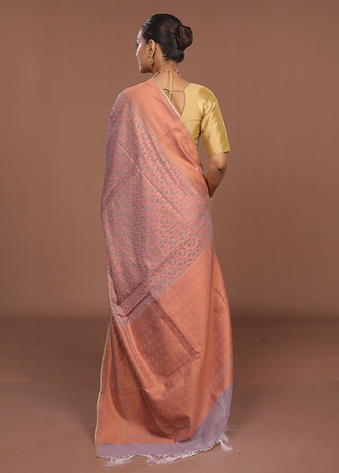 Pink Kora Silk Saree With Blouse Piece