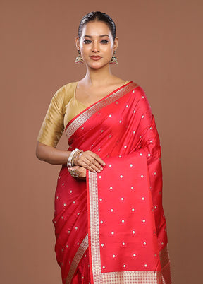 Pink Katan Silk Saree With Blouse Piece