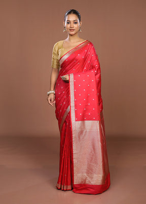 Pink Katan Silk Saree With Blouse Piece