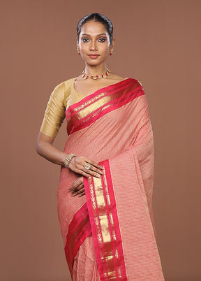 Pink Gadwal Pure Silk Saree Without Blouse Piece