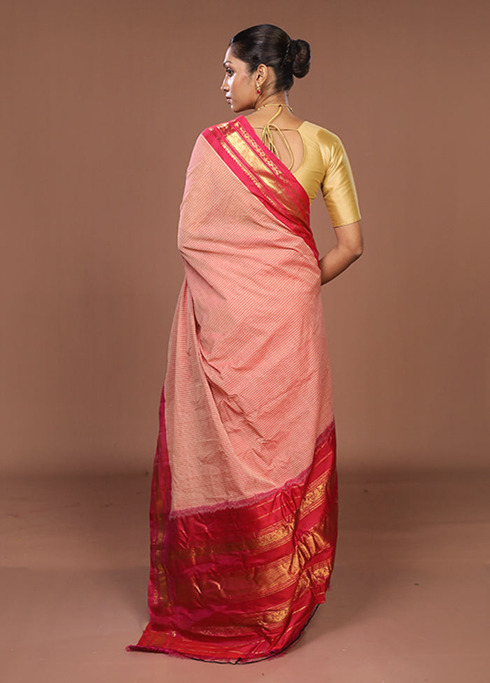 Pink Gadwal Pure Silk Saree Without Blouse Piece