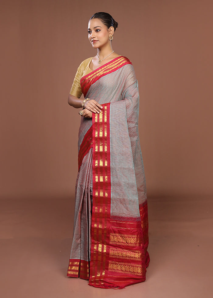 Green Gadwal Pure Silk Saree Without Blouse Piece