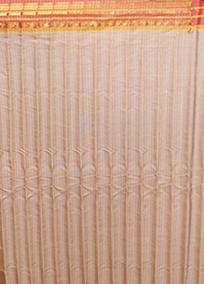 Cream Gadwal Pure Silk Saree Without Blouse Piece