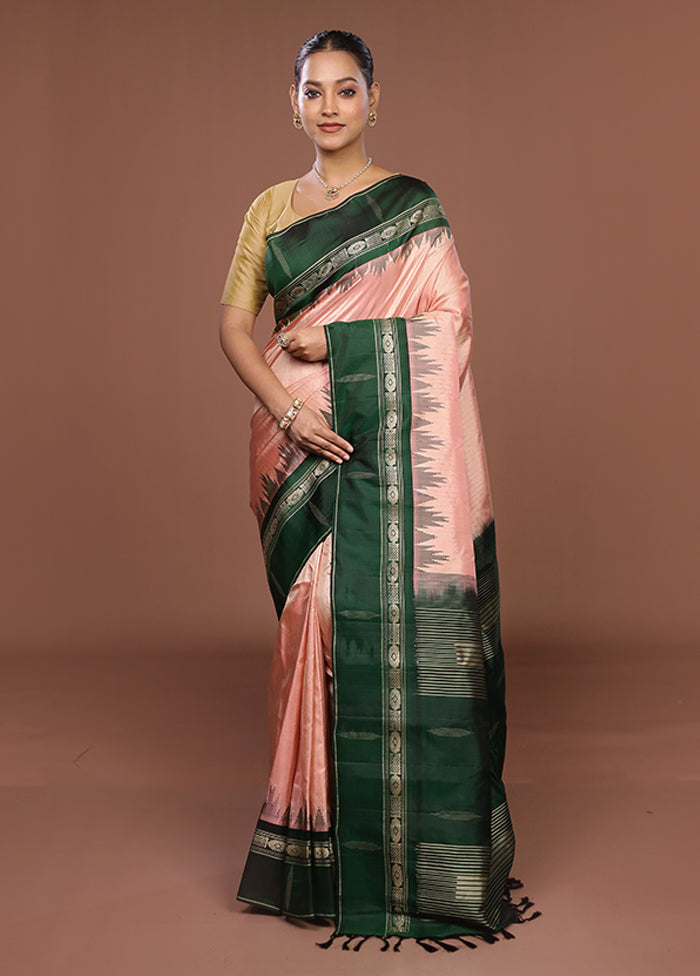 Pink Gadwal Pure Silk Saree Without Blouse Piece