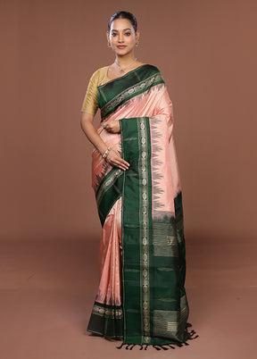 Pink Gadwal Pure Silk Saree Without Blouse Piece