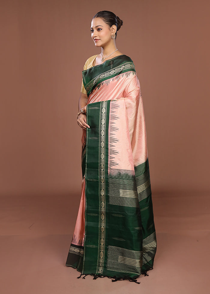 Pink Gadwal Pure Silk Saree Without Blouse Piece
