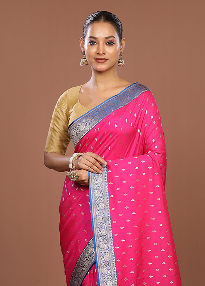 Pink Katan Silk Saree With Blouse Piece