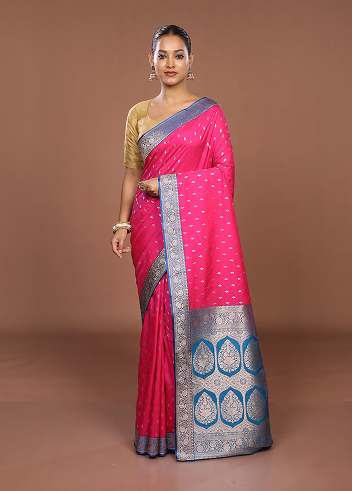 Pink Katan Silk Saree With Blouse Piece