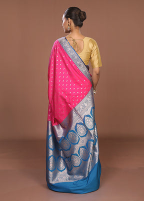 Pink Katan Silk Saree With Blouse Piece